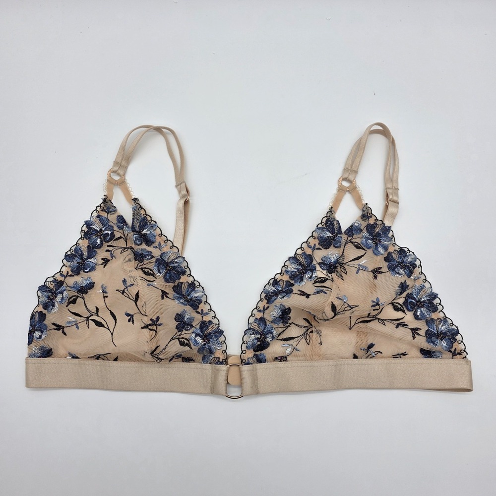 Sofia Intimates Sheer Floral Sexy Triangle Bra Adjustable Straps Sofia Vergara L